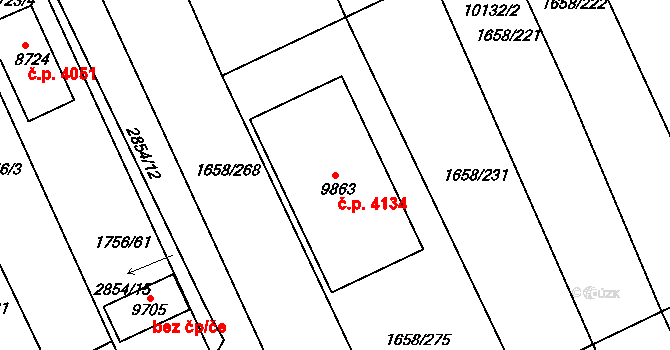 Hodonín 4134 na parcele st. 9863 v KÚ Hodonín, Katastrální mapa