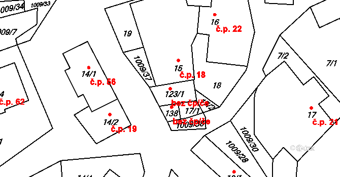 Horní Cerekev 88304787 na parcele st. 123/1 v KÚ Těšenov, Katastrální mapa