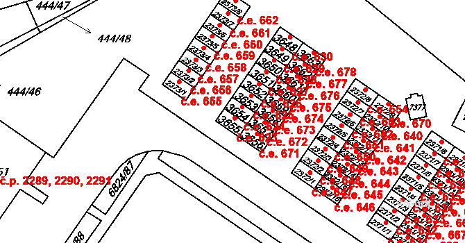 Žatec 623 na parcele st. 3655 v KÚ Žatec, Katastrální mapa