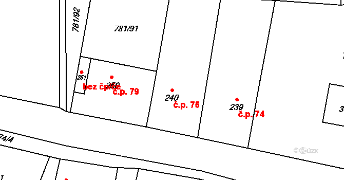 Jednov 75, Suchdol na parcele st. 240 v KÚ Suchdol u Konice, Katastrální mapa