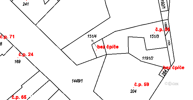 Příkazy 106183788 na parcele st. 151/4 v KÚ Hynkov, Katastrální mapa