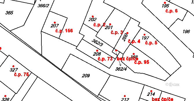 Citonice 73 na parcele st. 208 v KÚ Citonice, Katastrální mapa