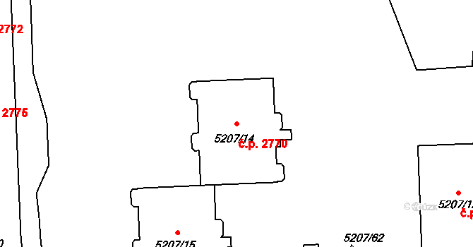 Přerov I-Město 2770, Přerov na parcele st. 5207/14 v KÚ Přerov, Katastrální mapa