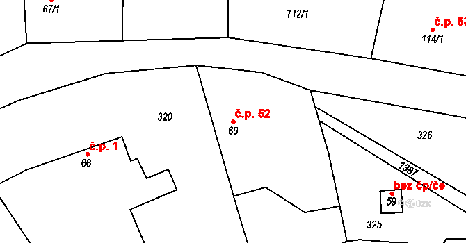Polipsy 52, Čestín na parcele st. 60 v KÚ Polipsy, Katastrální mapa