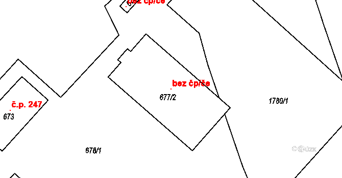 Ostrožská Nová Ves 118930788 na parcele st. 677/2 v KÚ Chylice, Katastrální mapa