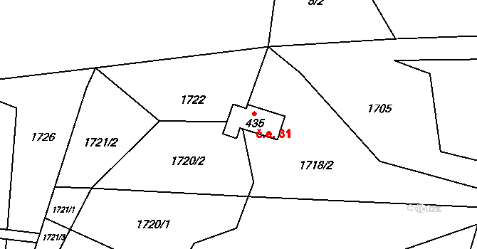 Guty 31, Třinec na parcele st. 435 v KÚ Guty, Katastrální mapa