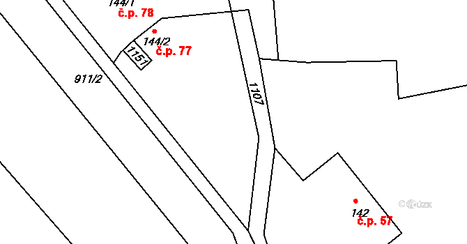 Petrovice 77, Jablonné v Podještědí na parcele st. 144/2 v KÚ Petrovice v Lužických horách, Katastrální mapa