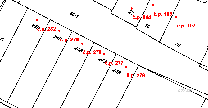 Těmice 277 na parcele st. 247 v KÚ Těmice u Hodonína, Katastrální mapa