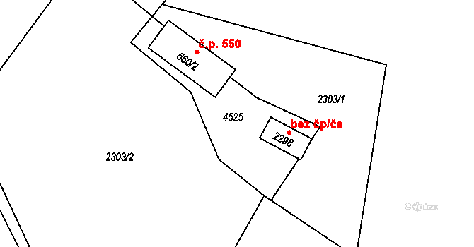 Morávka 550 na parcele st. 550/2 v KÚ Morávka, Katastrální mapa