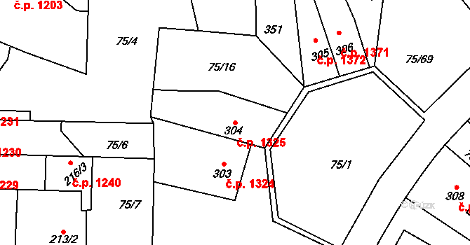 Švermov 1325, Kladno na parcele st. 304 v KÚ Hnidousy, Katastrální mapa
