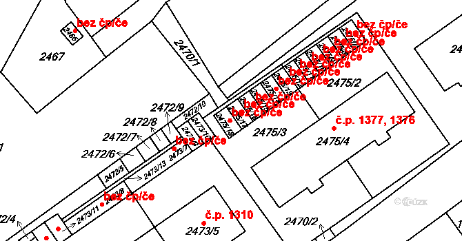 Mikulov 474 na parcele st. 2475/18 v KÚ Mikulov na Moravě, Katastrální mapa