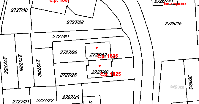 Tachov 1826 na parcele st. 2727/42 v KÚ Tachov, Katastrální mapa