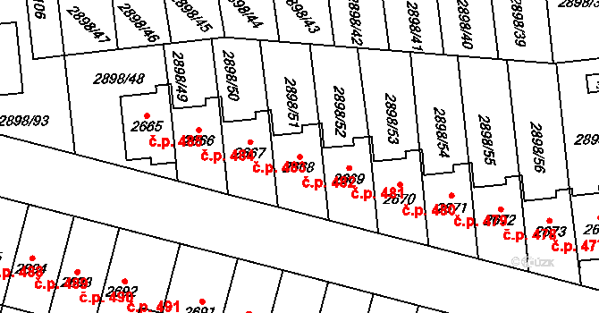 Dolní Předměstí 482, Polička na parcele st. 2668 v KÚ Polička, Katastrální mapa