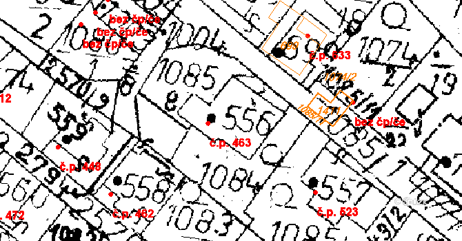 Kamenický Šenov 463 na parcele st. 556 v KÚ Kamenický Šenov, Katastrální mapa