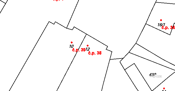 Bříza 38 na parcele st. 12 v KÚ Bříza, Katastrální mapa