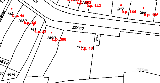 Hořice 40 na parcele st. 137/2 v KÚ Hořice v Podkrkonoší, Katastrální mapa