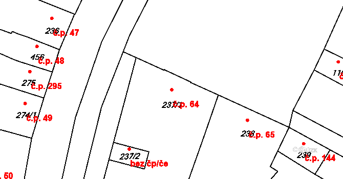 Kardašova Řečice 64 na parcele st. 237/1 v KÚ Kardašova Řečice, Katastrální mapa