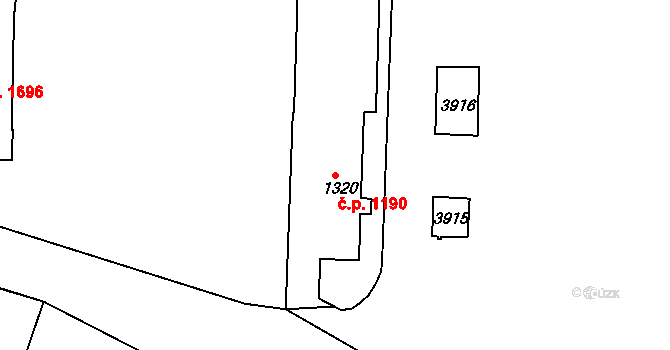 Lysá nad Labem 1190 na parcele st. 1320 v KÚ Lysá nad Labem, Katastrální mapa