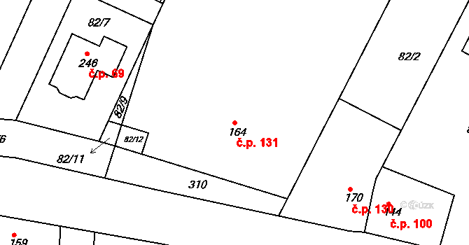 Nasobůrky 131, Litovel na parcele st. 164 v KÚ Nasobůrky, Katastrální mapa