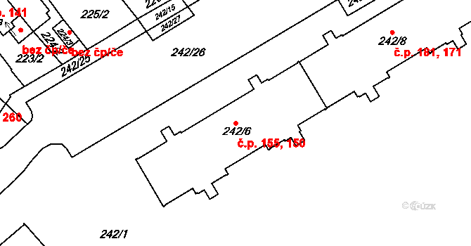 Sokolov 150,155 na parcele st. 242/6 v KÚ Sokolov, Katastrální mapa