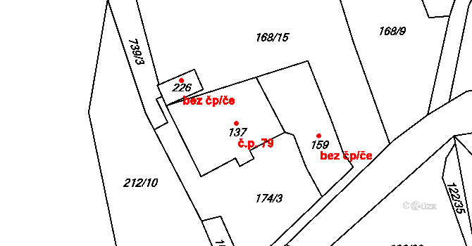 Obora 79, Šindelová na parcele st. 137 v KÚ Obora u Šindelové, Katastrální mapa