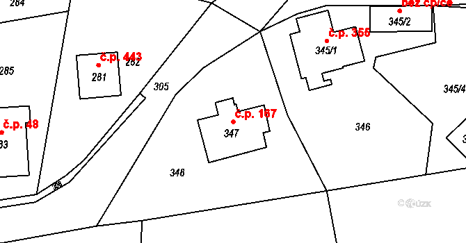 Jablůnka 167 na parcele st. 347 v KÚ Jablůnka, Katastrální mapa