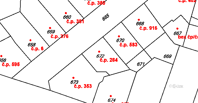 Žižkov 284, Praha na parcele st. 672 v KÚ Žižkov, Katastrální mapa