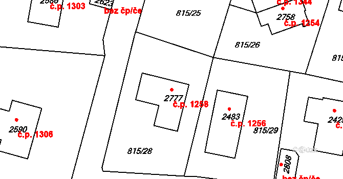 Prachatice II 1258, Prachatice na parcele st. 2777 v KÚ Prachatice, Katastrální mapa