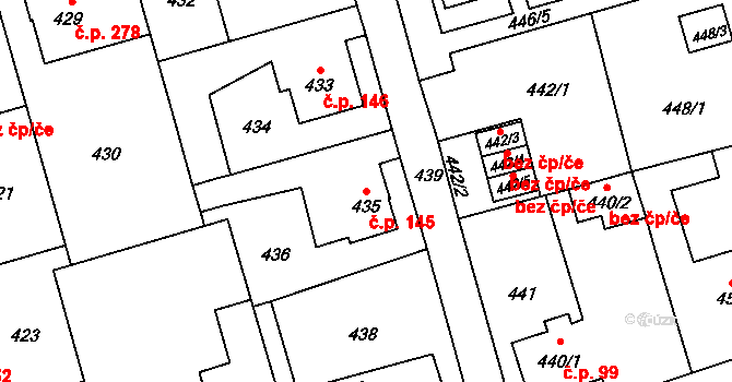 Liberec XII-Staré Pavlovice 145, Liberec na parcele st. 435 v KÚ Staré Pavlovice, Katastrální mapa