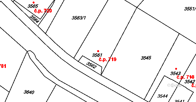 Nové Město 719, Karviná na parcele st. 3561 v KÚ Karviná-město, Katastrální mapa