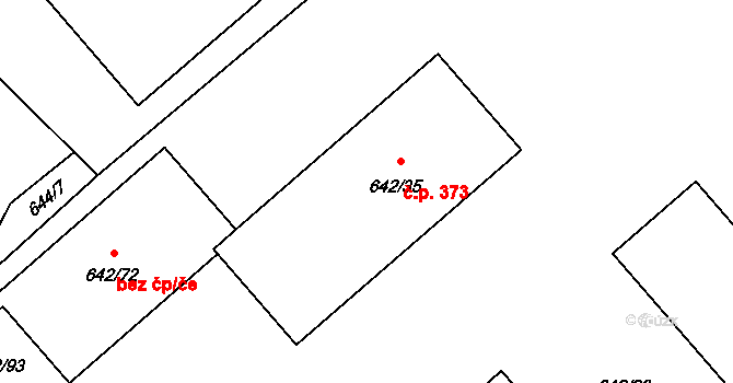 Dolní Měcholupy 373, Praha na parcele st. 642/35 v KÚ Dolní Měcholupy, Katastrální mapa