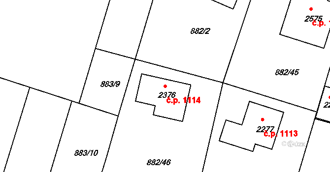 Prachatice II 1114, Prachatice na parcele st. 2376 v KÚ Prachatice, Katastrální mapa