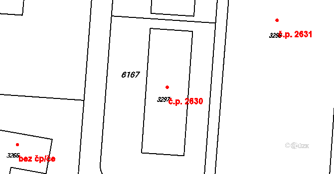 Rožnov pod Radhoštěm 2630 na parcele st. 3297 v KÚ Rožnov pod Radhoštěm, Katastrální mapa