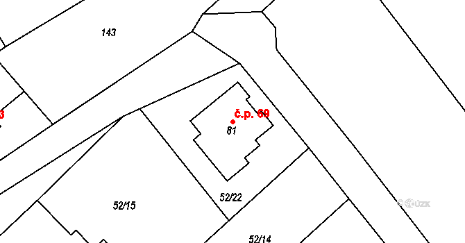 Tupec 69, Veselíčko na parcele st. 81 v KÚ Tupec, Katastrální mapa