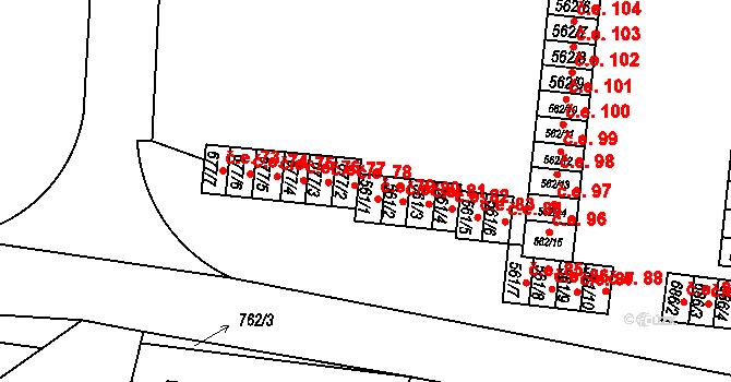 Stochov 79 na parcele st. 561/1 v KÚ Stochov, Katastrální mapa