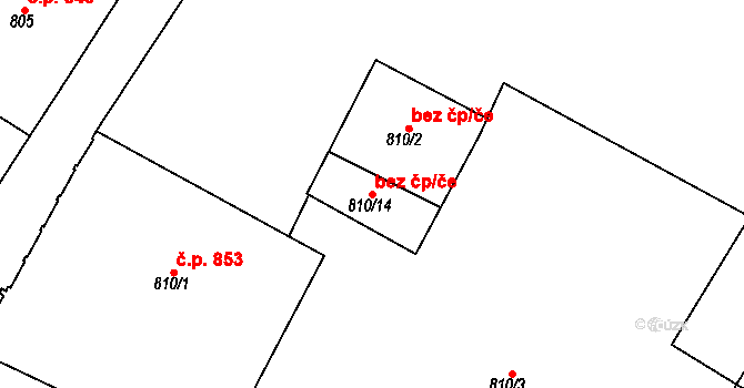 Rosice 42083788 na parcele st. 810/14 v KÚ Rosice u Brna, Katastrální mapa
