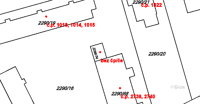 Opava 43802788 na parcele st. 2290/74 v KÚ Opava-Předměstí, Katastrální mapa