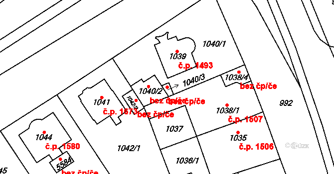 Chomutov 45028788 na parcele st. 1040/3 v KÚ Chomutov I, Katastrální mapa