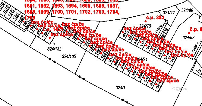 Brno 45578788 na parcele st. 1891 v KÚ Lesná, Katastrální mapa