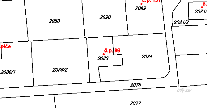 Borová 96, Bolatice na parcele st. 2083 v KÚ Bolatice, Katastrální mapa