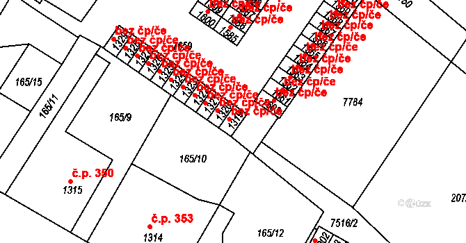 Telč 45833788 na parcele st. 1319 v KÚ Telč, Katastrální mapa