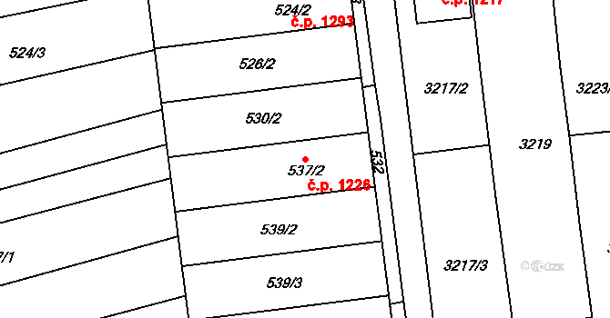 Vlčnov 1226 na parcele st. 537/2 v KÚ Vlčnov, Katastrální mapa