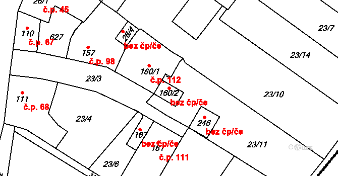 Ohníč 50015788 na parcele st. 160/2 v KÚ Křemýž, Katastrální mapa