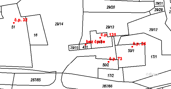 Tetín 50397788 na parcele st. 431 v KÚ Tetín u Berouna, Katastrální mapa
