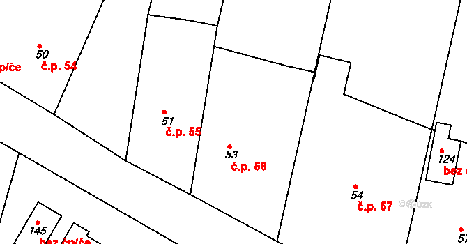Zbelítov 56 na parcele st. 53 v KÚ Zbelítov, Katastrální mapa