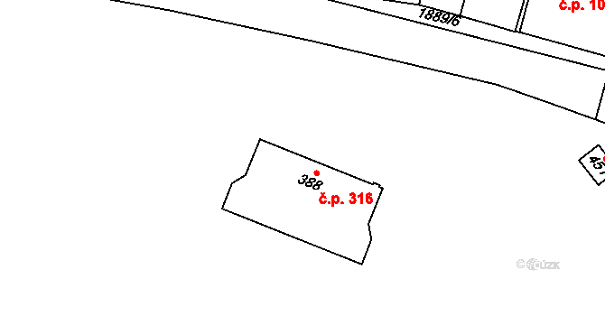 Kolešovice 316 na parcele st. 388 v KÚ Kolešovice, Katastrální mapa