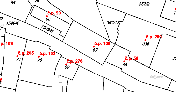 Nepomuk 100 na parcele st. 67 v KÚ Nepomuk, Katastrální mapa