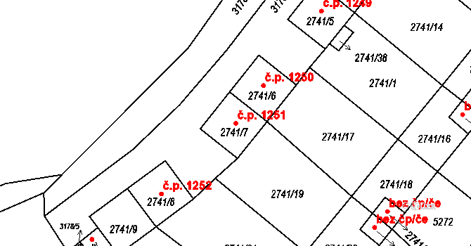 Rychnov nad Kněžnou 1251 na parcele st. 2741/7 v KÚ Rychnov nad Kněžnou, Katastrální mapa