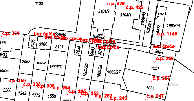 Třebíč 98148788 na parcele st. 8013 v KÚ Třebíč, Katastrální mapa