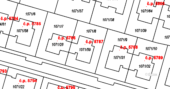 Jihlava 5787 na parcele st. 1071/59 v KÚ Jihlava, Katastrální mapa